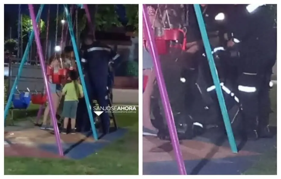 Foto sobre Niña queda atrapada en hamaca en plaza de Plaza Ciudad de Astorga (San José): bomberos intervinieron para liberarla