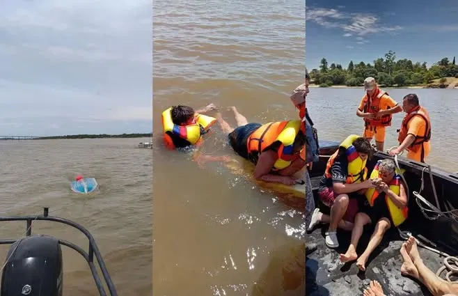 Foto sobre Rescatan a tres adultos y un menor tras el vuelco de una embarcación en el río Uruguay
